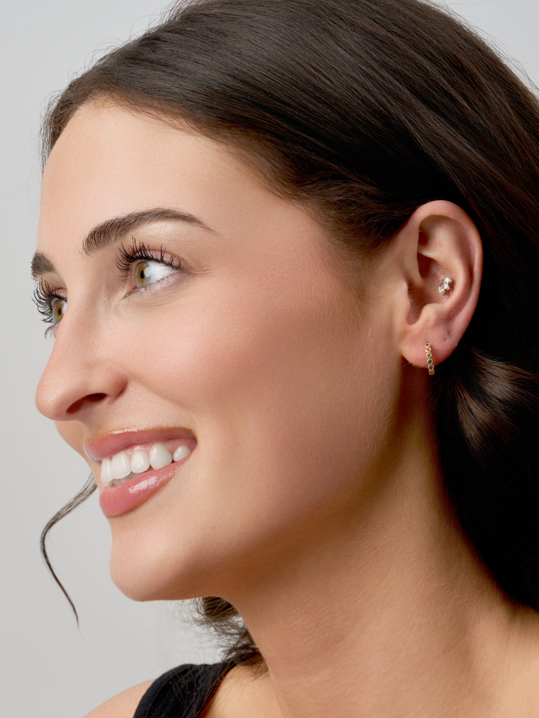 Gold Coloured Stone Huggie Earrings | Croix