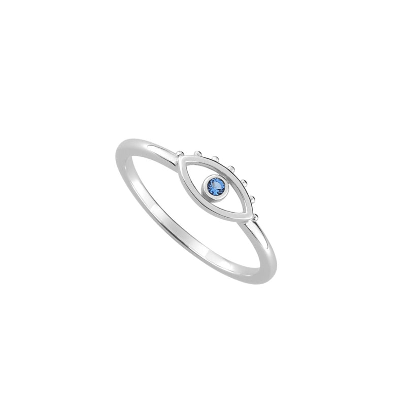 Delfi Silver Evil Eye Ring