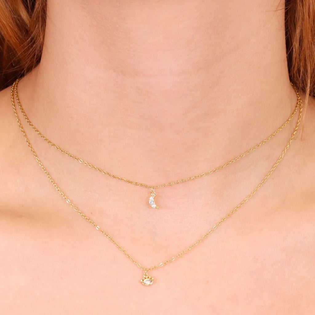 Gold Crescent Moon Necklace | Anartxy