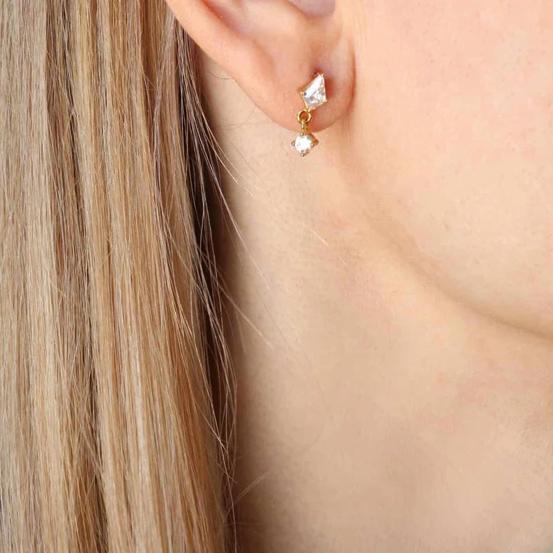 Diamond Shape Dangle Flat Back Stud Earrings | Anartxy