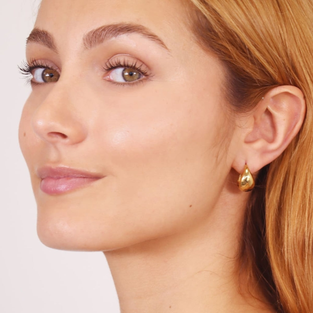 Drop Shape Huggie Hoop Earrings | Anartxy