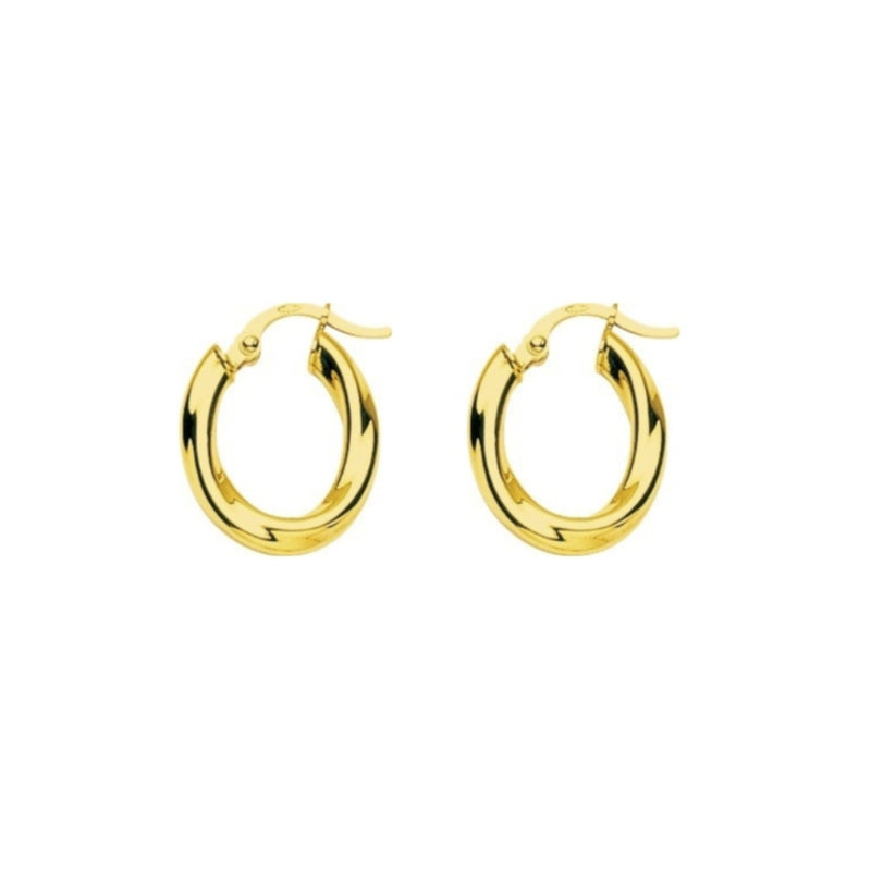 9 Carat Gold Twist Oval Hoop Earrings