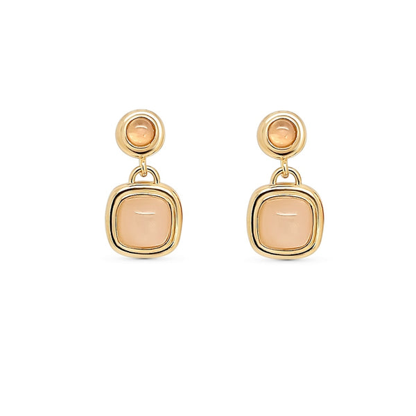 Evisa Gold Rose Quartz Drop Stud Earrings