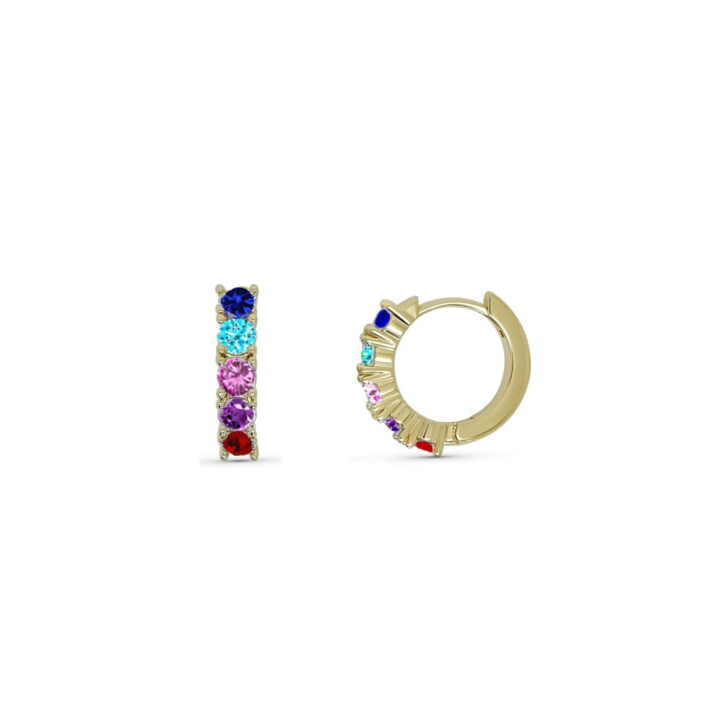 Gold Clear Stone Baguette Huggie Hoop Earrings | Alata