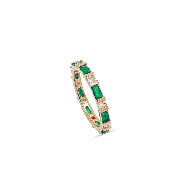 Gold Bar Setting Eternity Ring Emerald