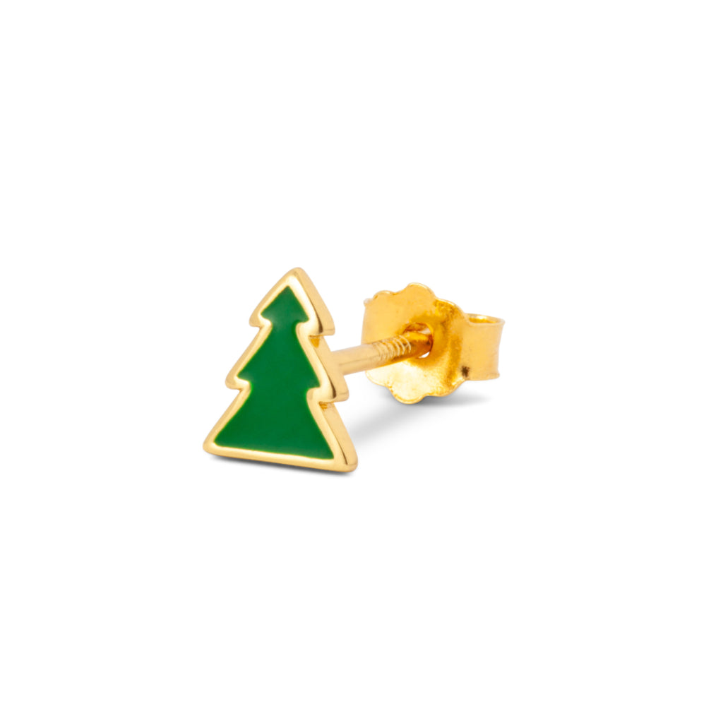 Gold Christmas Tree Single Stud Earring | Lulu Copenhagen