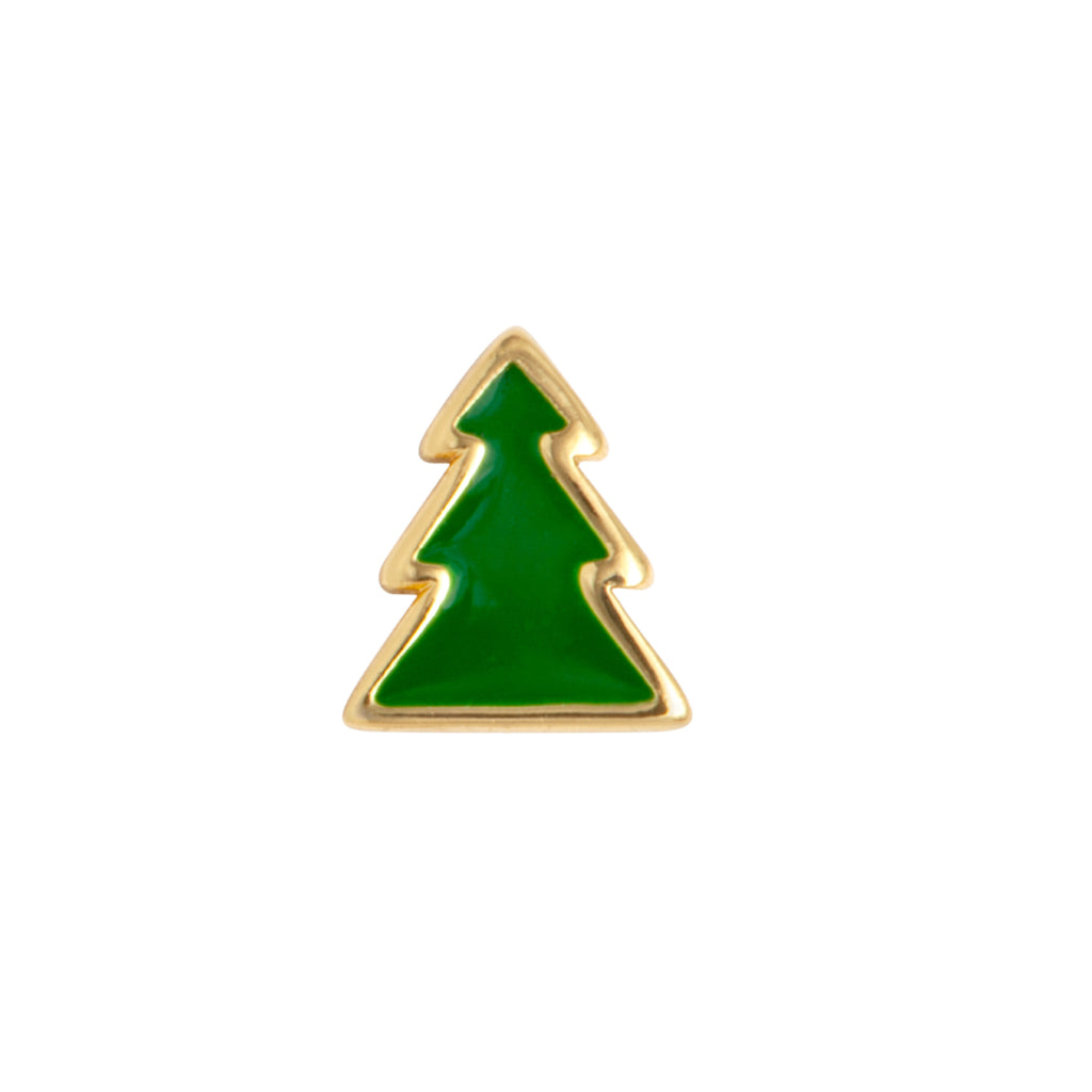 Gold Christmas Tree Single Stud Earring | Lulu Copenhagen