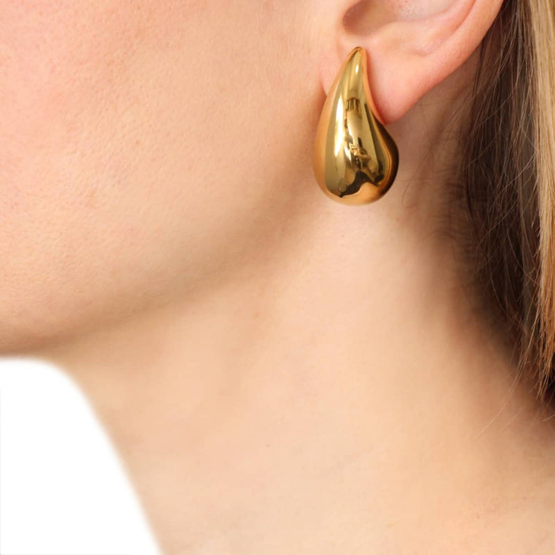 Gold Chunky Drop Stud Earrings