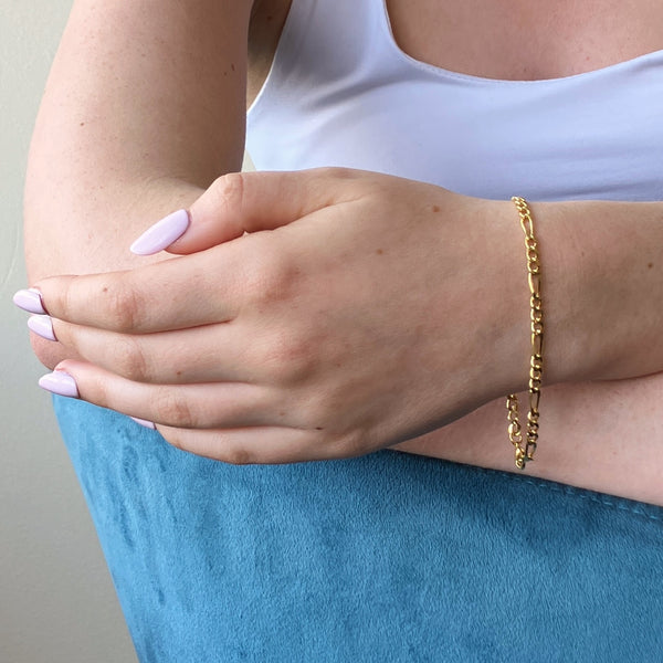 Gold Figaro Chain Bracelet 