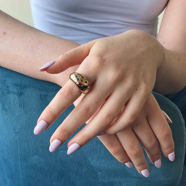 Gold Chunky Multicolour Dome Ring