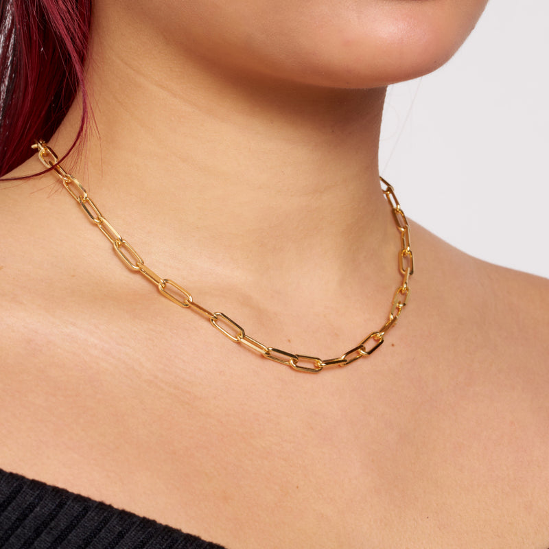 Gold Chunky Paperclip Necklace