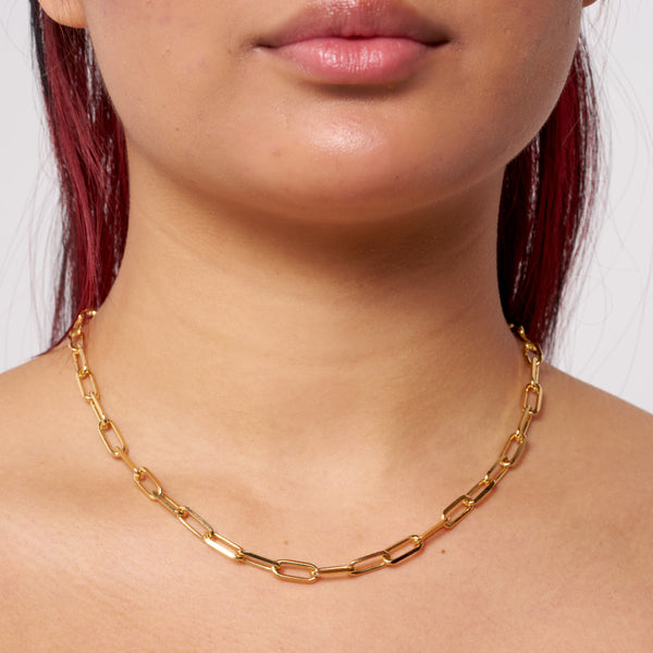 Gold Chunky Paperclip Necklace