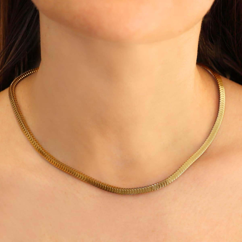 Gold Chunky Snake Chain Necklace | Anartxy