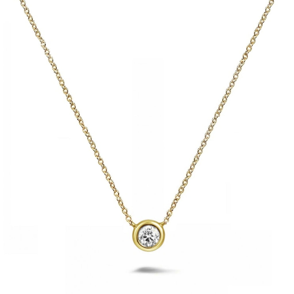 Gold Delicate Circle Crystal Necklace