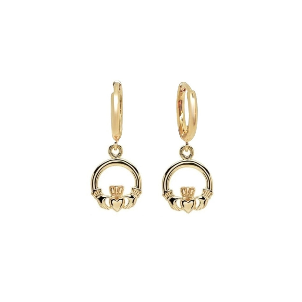 Gold Claddagh Charm Earrings | Fiadh