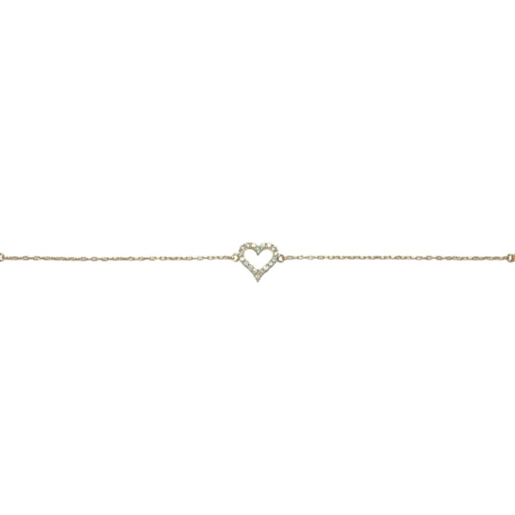 Gold Clear Stone Heart Bracelet | Bello