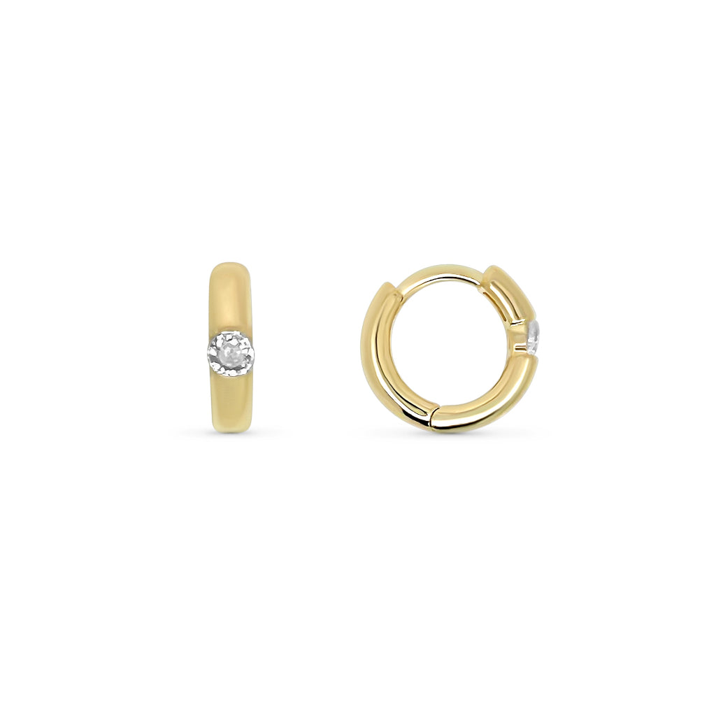 Gold Clear Stone Huggie Hoop Earrings | Lata