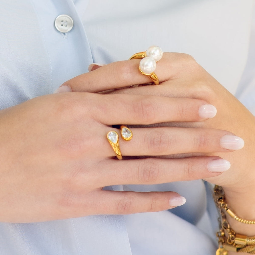 Gold Clear Stone Wrap Ring | Anartxy
