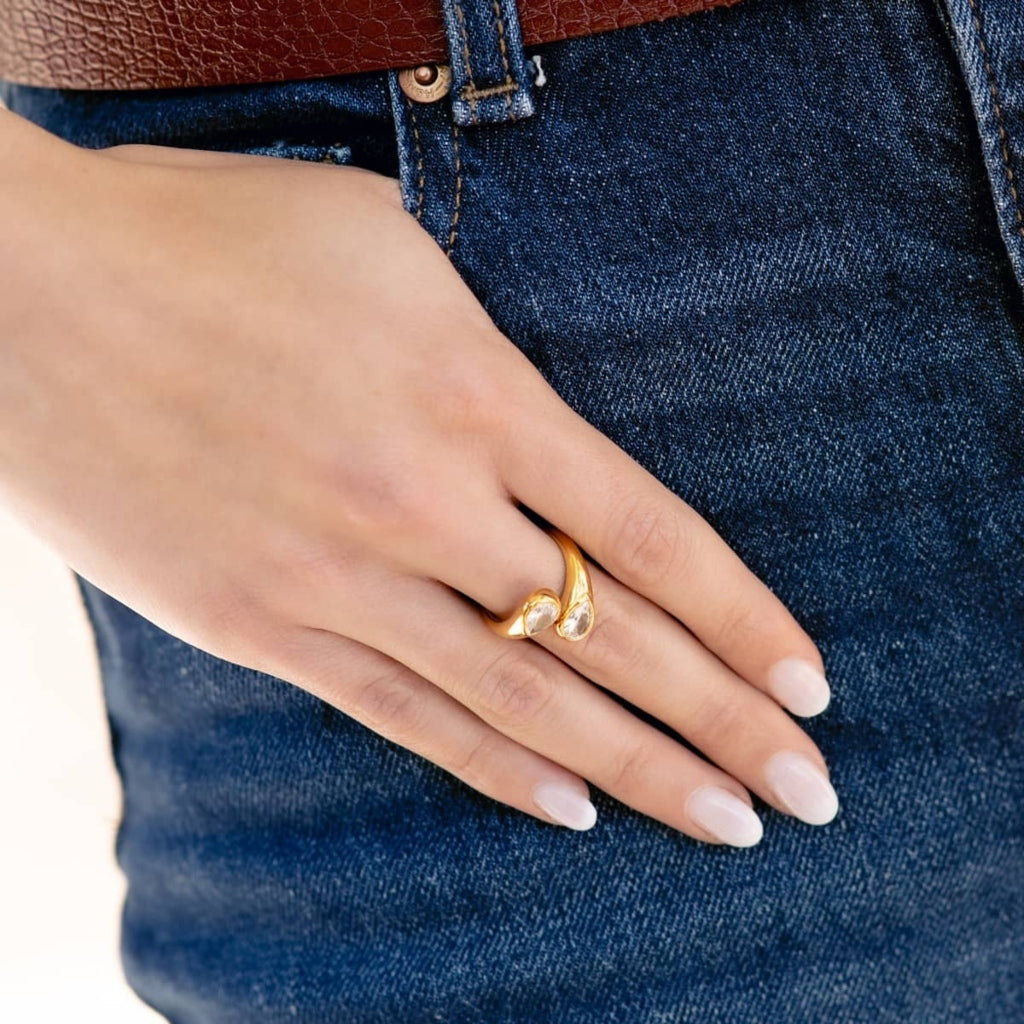 Gold Clear Stone Wrap Ring | Anartxy