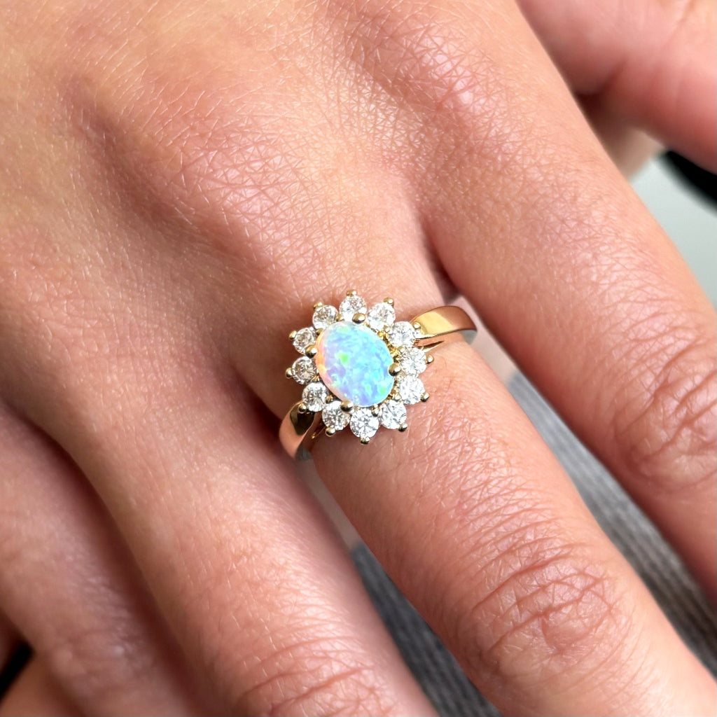 Gold Cluster Ring Opal