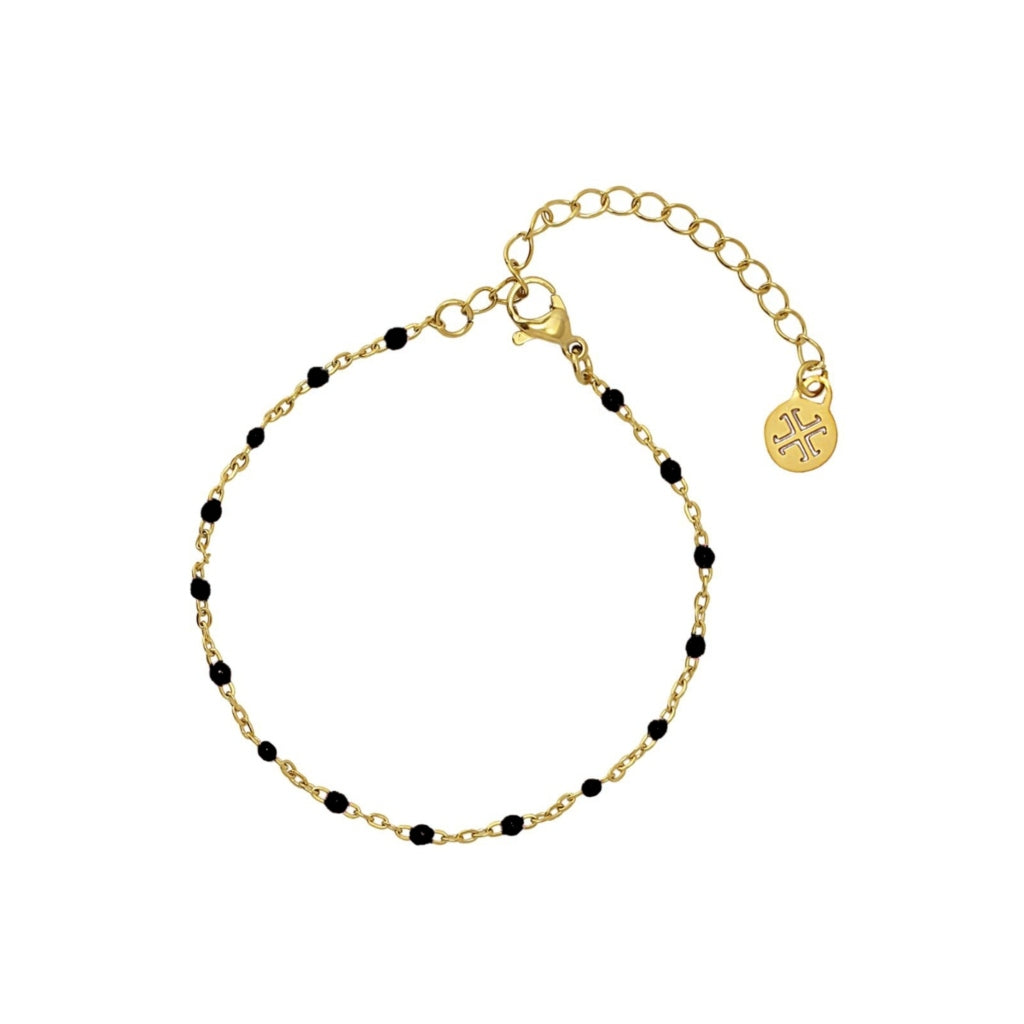 Gold Colour Beaded Chain Bracelet | Anartxy