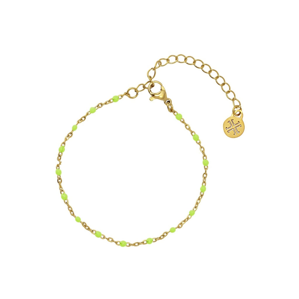 Gold Colour Beaded Chain Bracelet | Anartxy