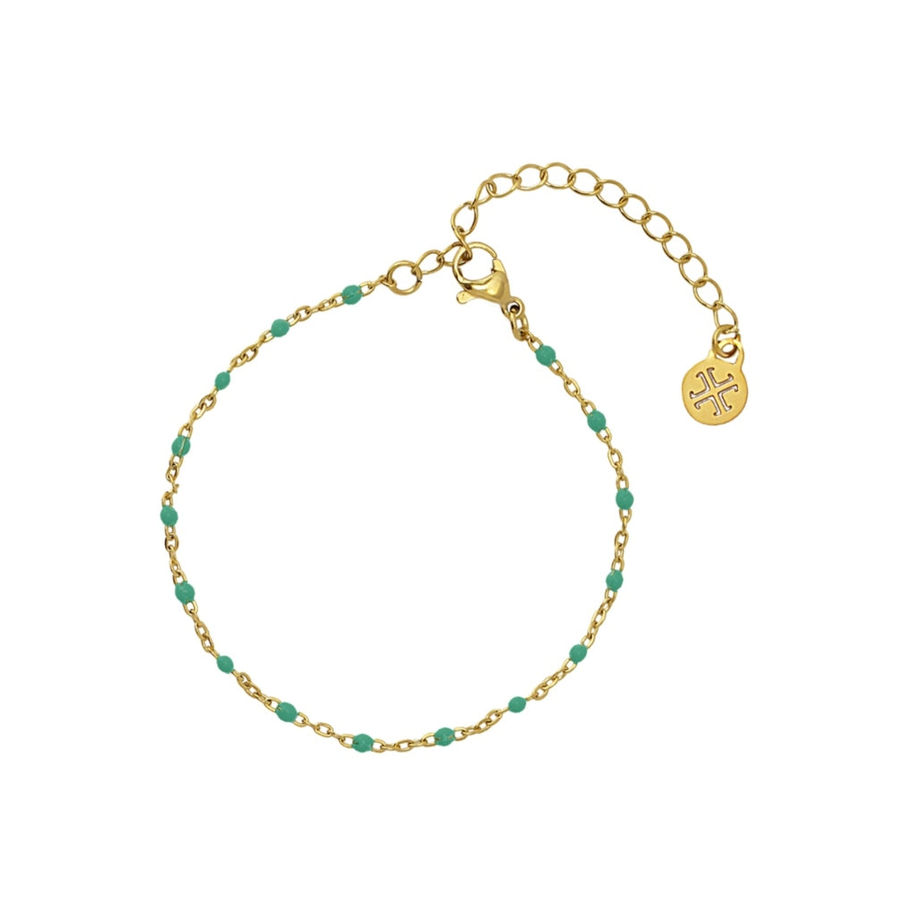 Gold Colour Beaded Chain Bracelet | Anartxy