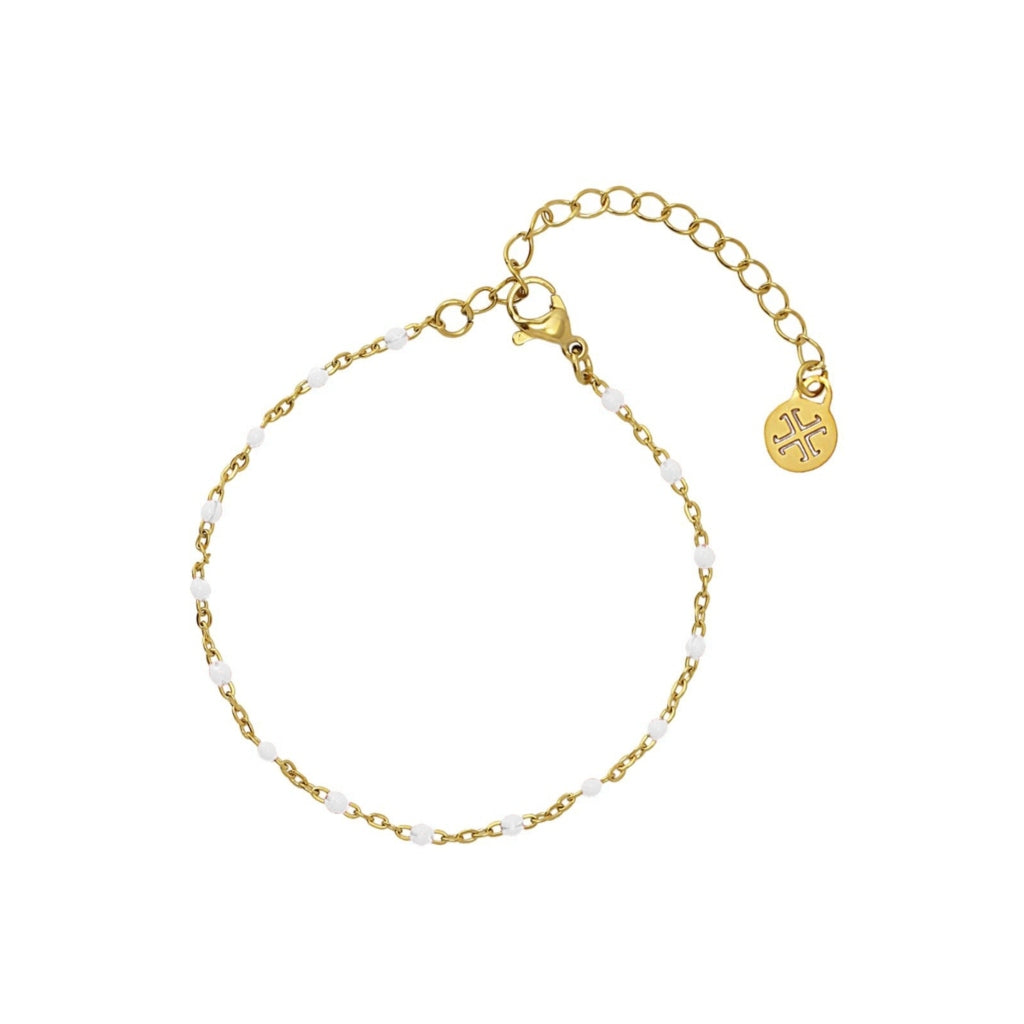 Gold Colour Beaded Chain Bracelet | Anartxy