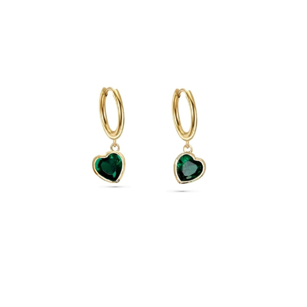 Gold Coloured Heart Charm Huggie Earrings | Evie