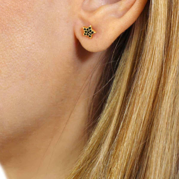 Gold Coloured Star Ball Back Stud Earrings | Anartxy