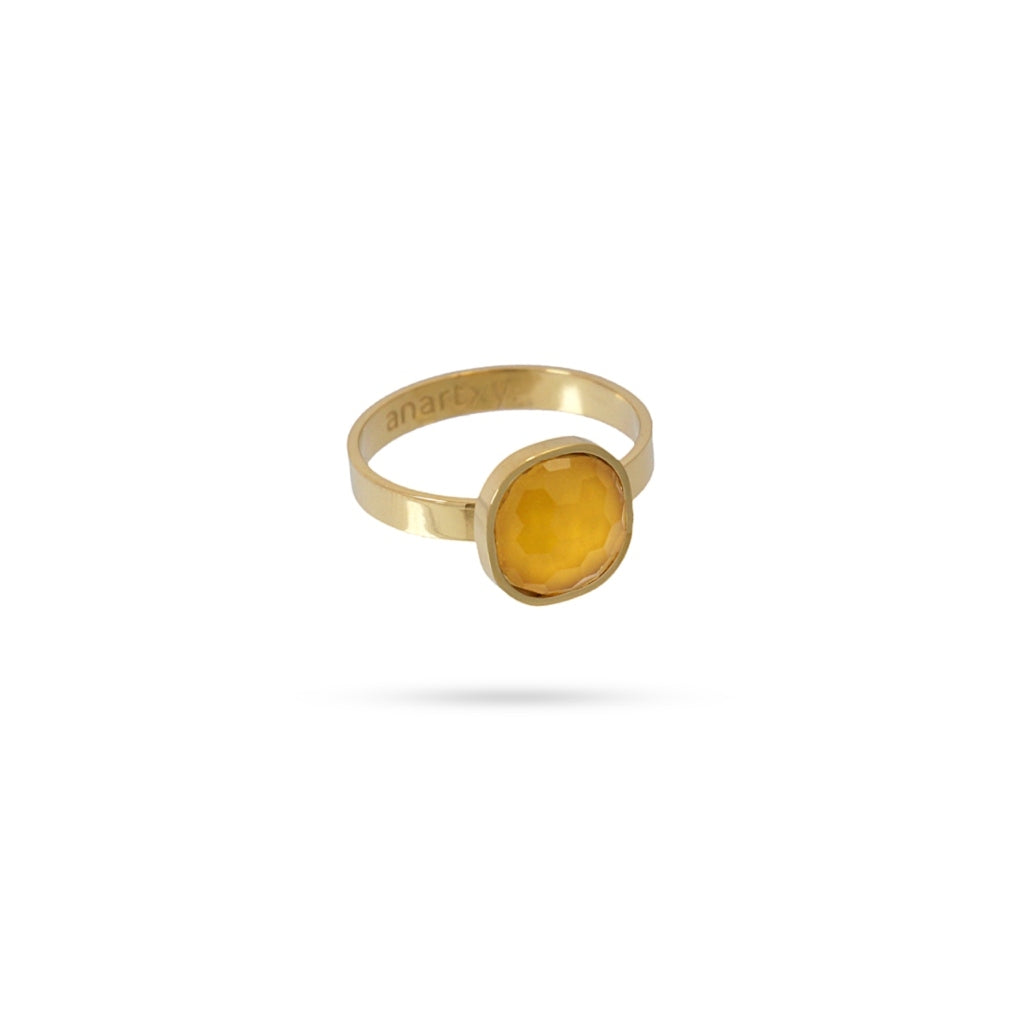 Gold Colourful Cats Eye Stone Ring | Anartxy