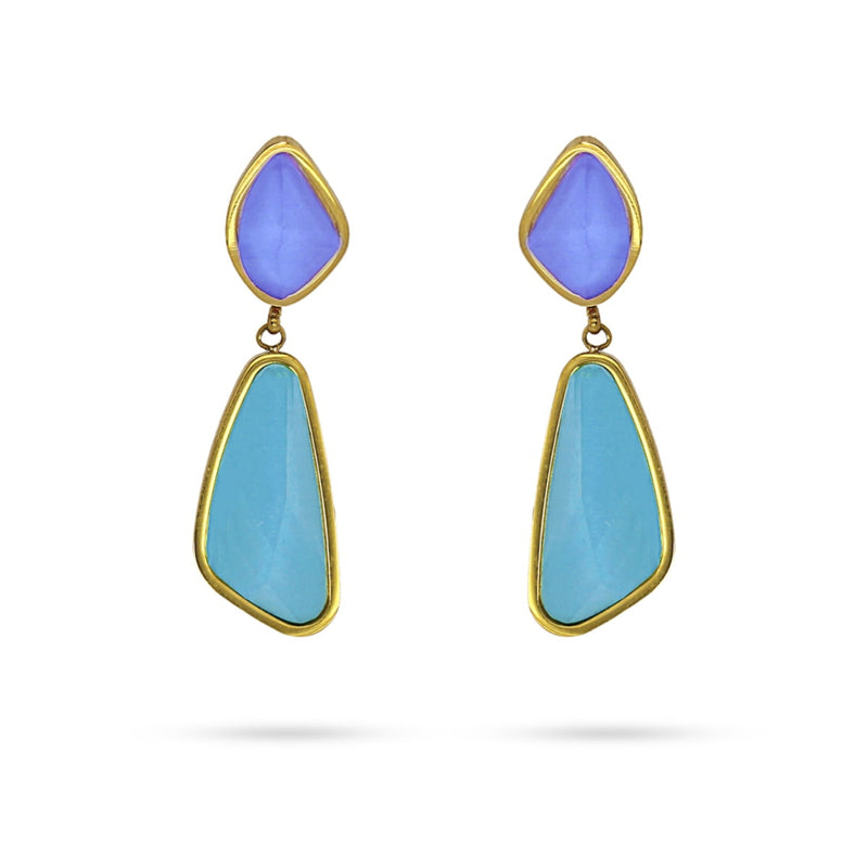 Gold Colourful Crystal Drop Stud Earrings | Anartxy