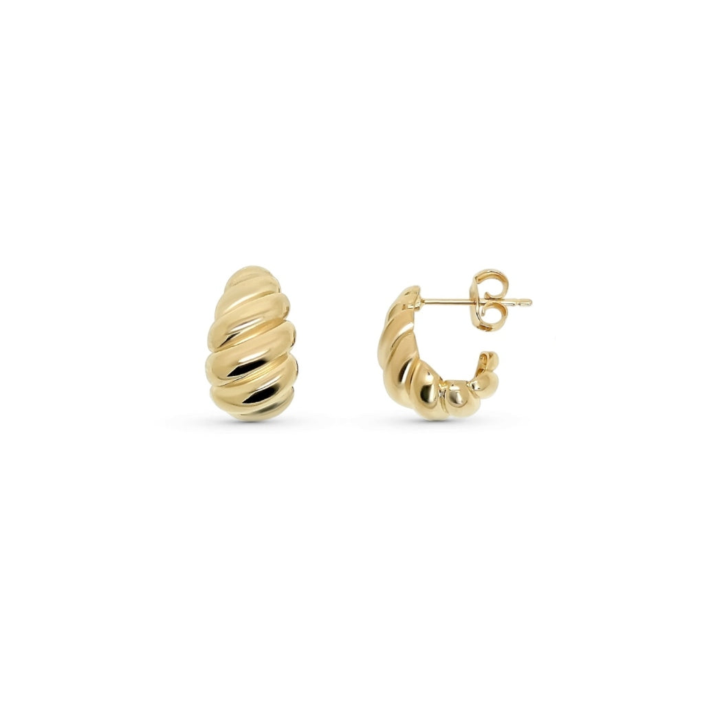 Gold Croissant Hoop Stud Earrings