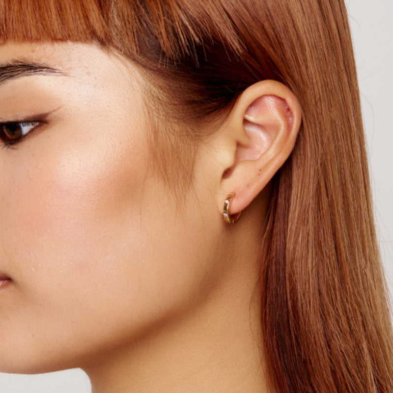 Gold Crystal Huggie Earrings