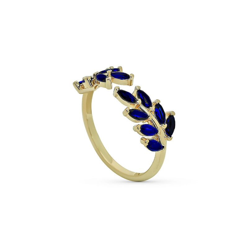 Gold Crystal Leaf Ring