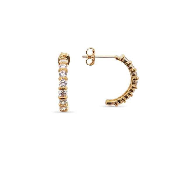 American Diamond Rose Gold Plated Floral Half Hoop Earrings – Priyaasi
