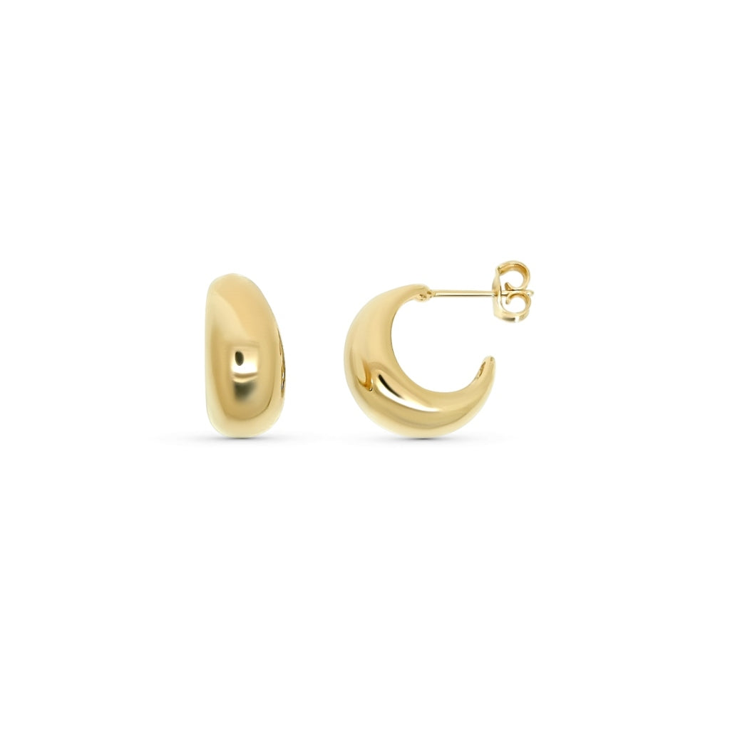 Gold Curved Hoop Stud Earrings