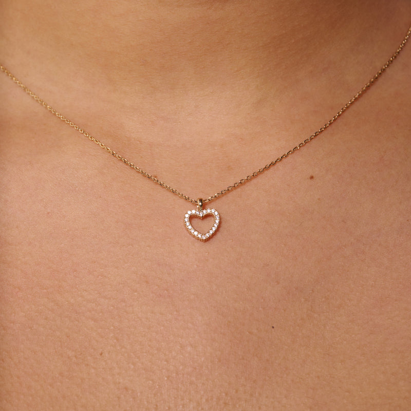 Gold Cut Out Loveheart Necklace