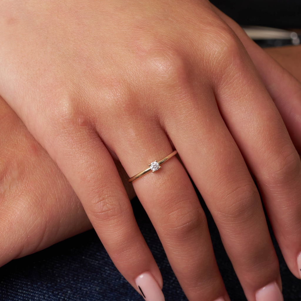 Gold Dainty Solitaire Ring