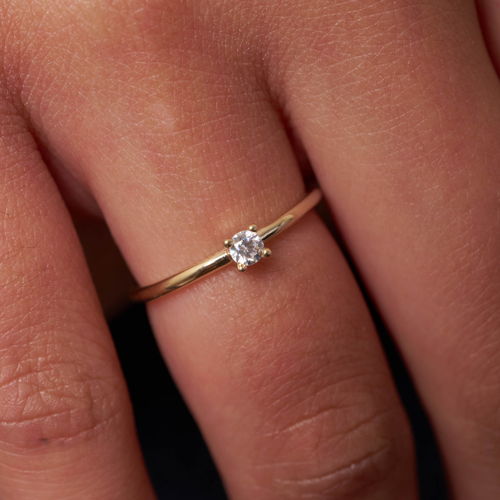 Gold Dainty Solitaire Ring