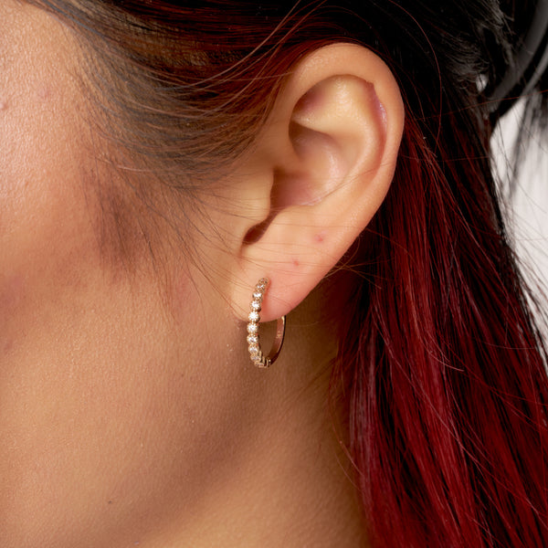 Gold Delicate Clear Stone Hoop Earrings