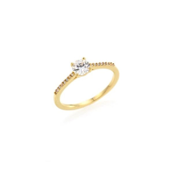 Gold Delicate Clear Stone Ring