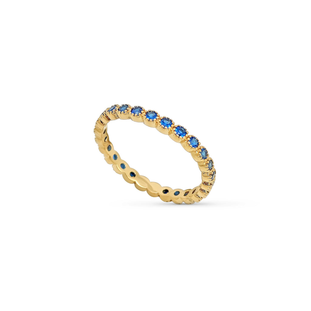 Gold Delicate Coloured Stone Eternity Ring Sapphire