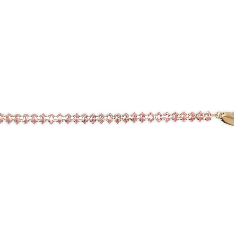 Gold Delicate Crystal Bracelet Pink