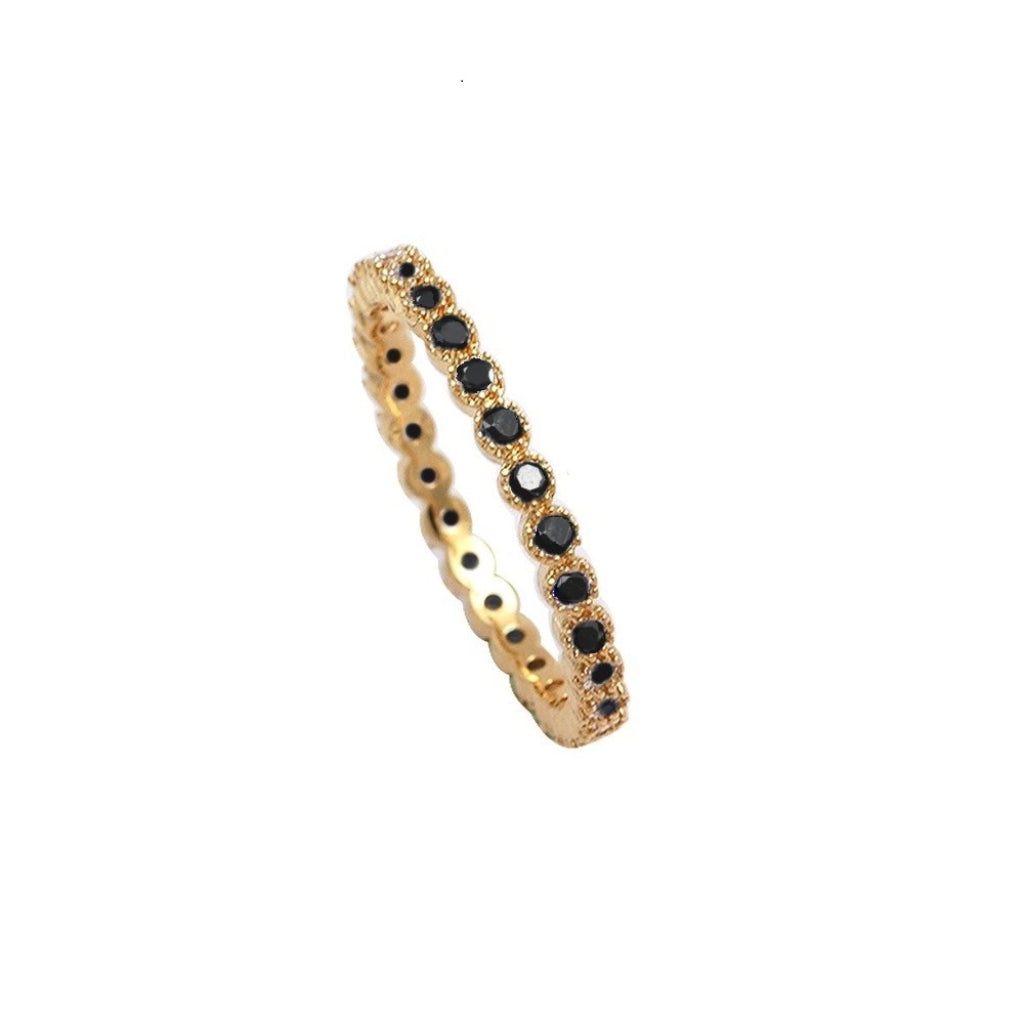 Gold Delicate Eternity Ring Black