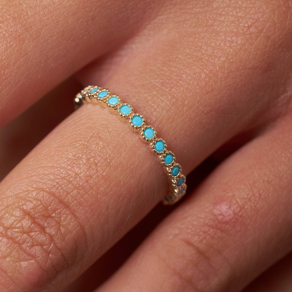 Vermio Gold Delicate Eternity Ring Turquoise