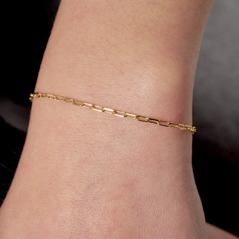 Gold Delicate Paperclip Chain Bracelet 