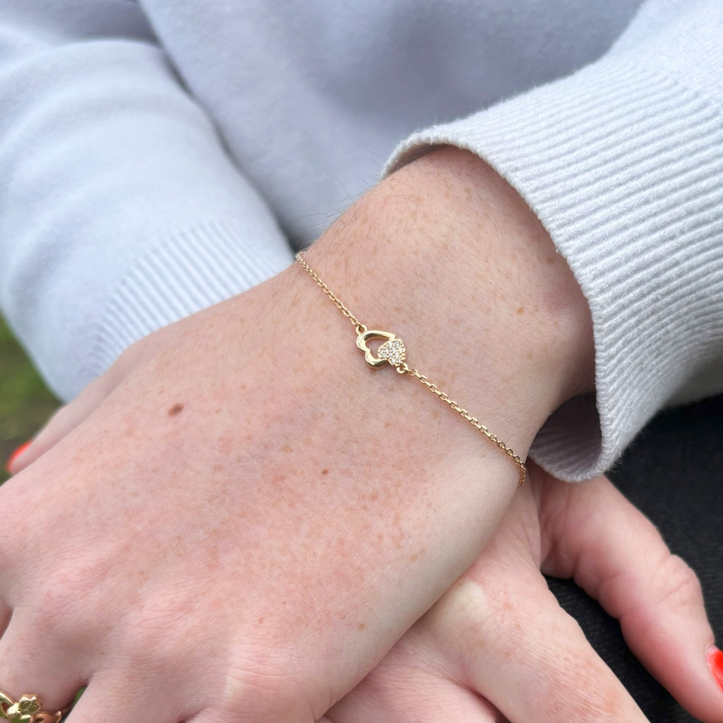 Gold Double Heart Bracelet | Effy