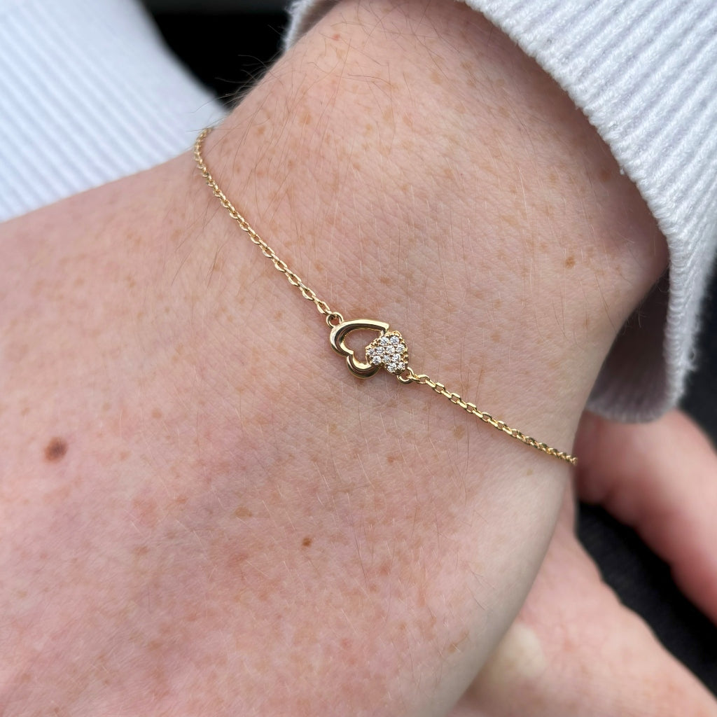 Gold Double Heart Bracelet | Effy