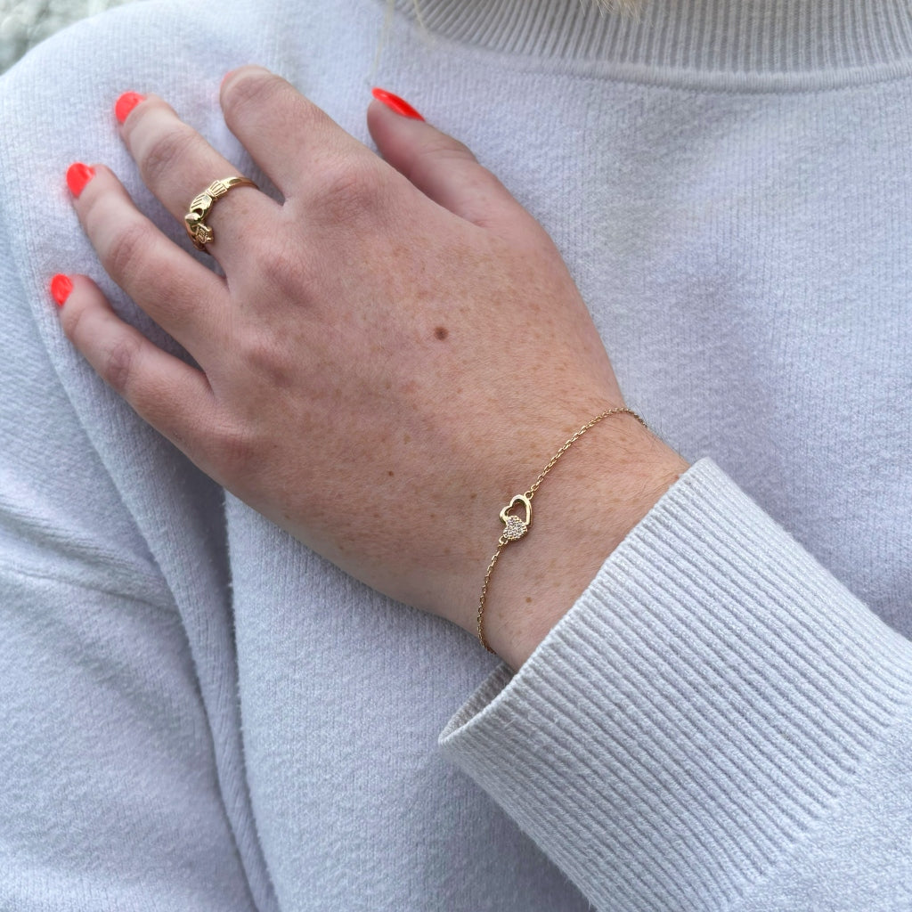 Gold Double Heart Bracelet | Effy